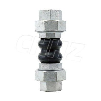 Threaded rubber expansion bellows connection