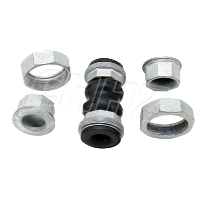 Threaded rubber expansion bellows connection